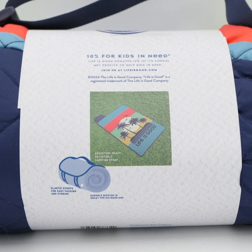 Life Is Good Outdoor Blanket Blue Palm Trees 70